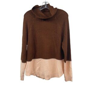 Major Label Group Women's Knit Sweater Cowl Neck Brown/Blush Size Large